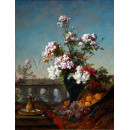 РЕПРОДУКЦИИ НА КАРТИНИ Цветя във ваза и плодове край мост (1883)